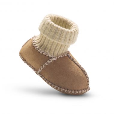 Chestnut Baby Booties with Knitted Cuff