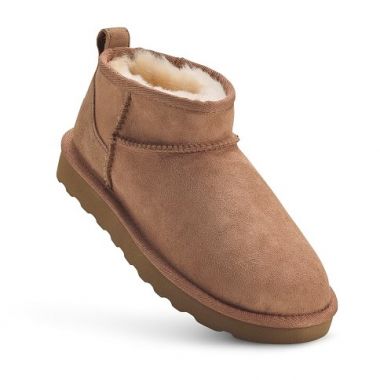 Super Short Sheepskin Boots - Chestnut