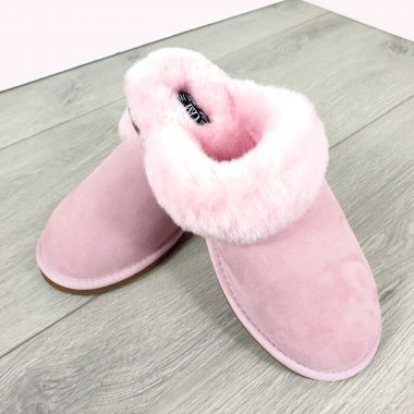ladies pink mule slippers