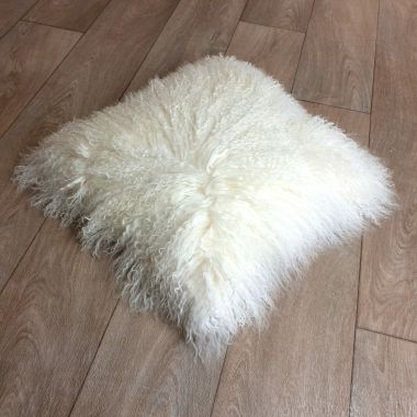 Natural White Tibetan Sheepskin Cushion