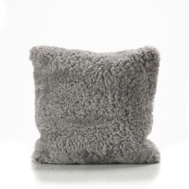 Grey Curly Sheepskin Cushion