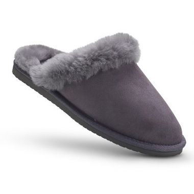 Ladies 'Rabbit' Dark Grey Sheepskin Mule Slippers