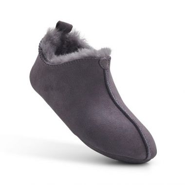 Ladies 'Rabbit' Dark Grey Sheepskin Slipper Booties