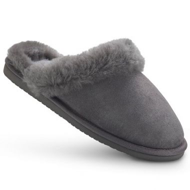 Ladies Grey Mule Sheepskin Slippers