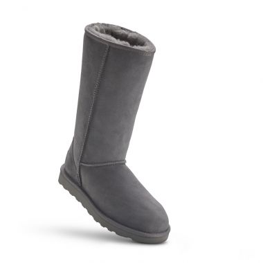 Grey Tall Sheepskin Boots