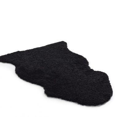 Black Short Wool Sheepskin Rug