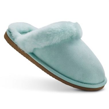 Ladies Light Blue Mule Sheepskin Slippers