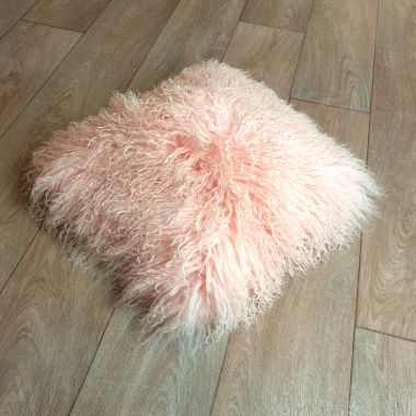 Pink Tibetan Sheepskin Cushion