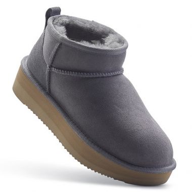 Platform Super Short Boots - 'Rabbit' Dark Grey