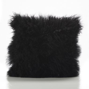Black Tibetan Sheepskin Cushion