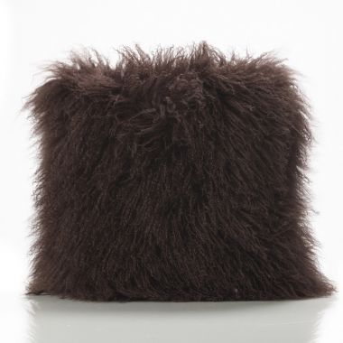 Dark Brown Tibetan Sheepskin Cushion