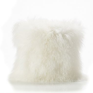 Natural White Tibetan Sheepskin Cushion