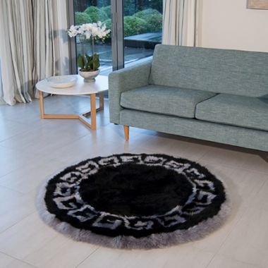 Wedgewood Circle Sheepskin Rug Steel, Black