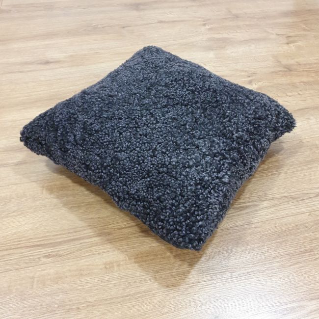 Image of Black Flecked Curly Wool Sheepskin Cushion