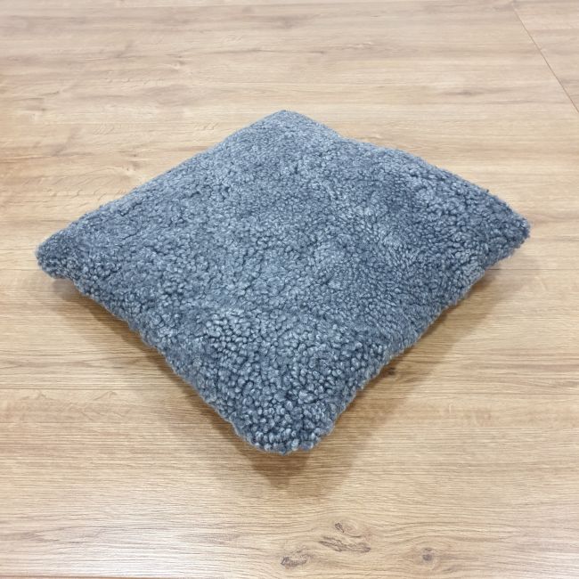 Image of Dark Grey Curly Wool Sheepskin Cushion