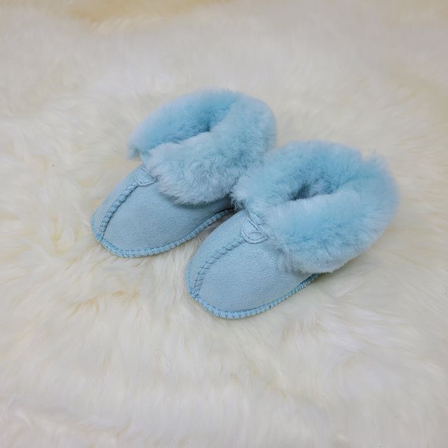 Image of Light Blue Sheepskin Turned Down Baby Booties