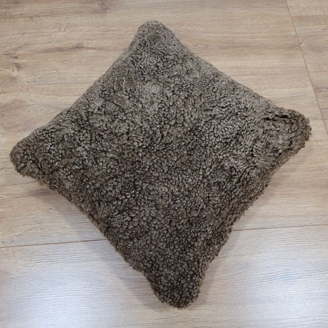 Image of Sahara Brown Curly Sheepskin Cushion