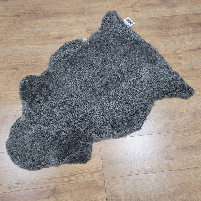 Image of Graphite, Dark Grey curly sheepskin rug - Clearance