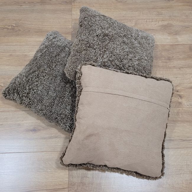 Image of Sahara Brown curly wool cushions - clearance