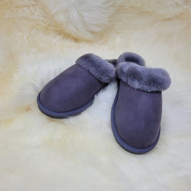 Image of Ladies 'Rabbit' Dark Grey Sheepskin Mule Slippers