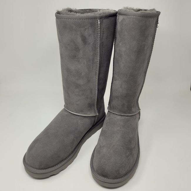 Image of Grey Tall Sheepskin Boots - Clearance