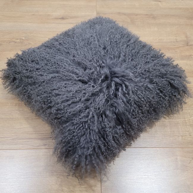 Image of Charcoal Grey Tibetan Sheepskin Cushion