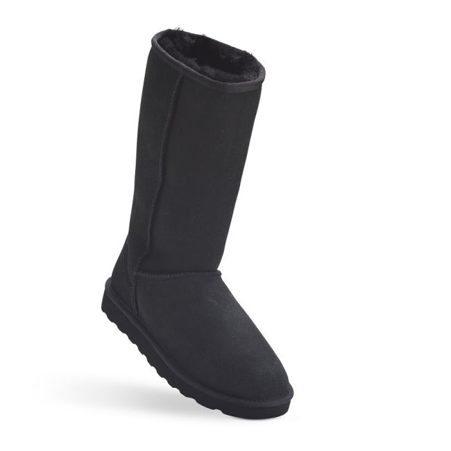 Image of Tall Black Sheepskin Boots