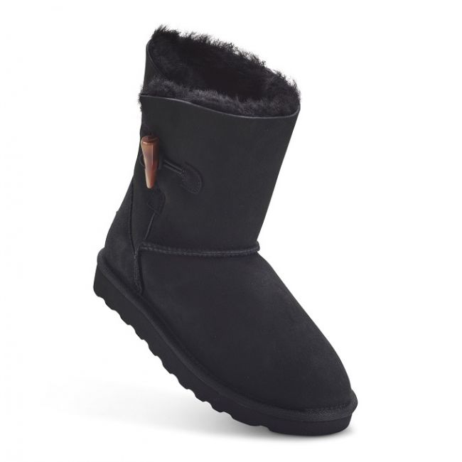 Image of Black Classic (Toggle) Sheepskin Boots