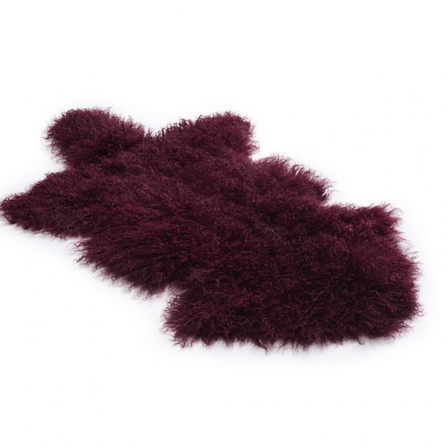 Image of Tibetan Sheepskin Rug - Burgundy