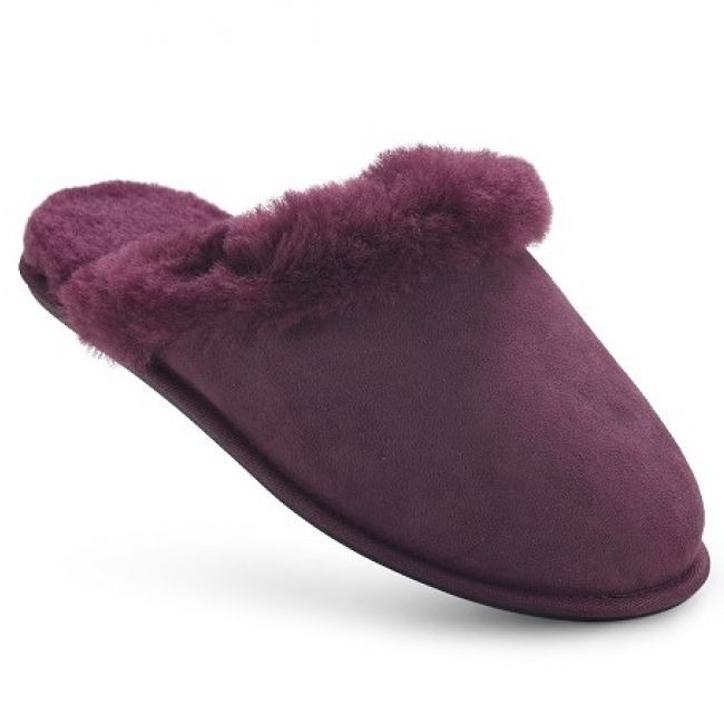 Image of Ladies Burgundy Mule Sheepskin Slippers