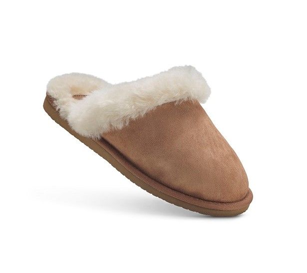Women s Chestnut Mule Sheepskin Slippers Genuine British Sheep