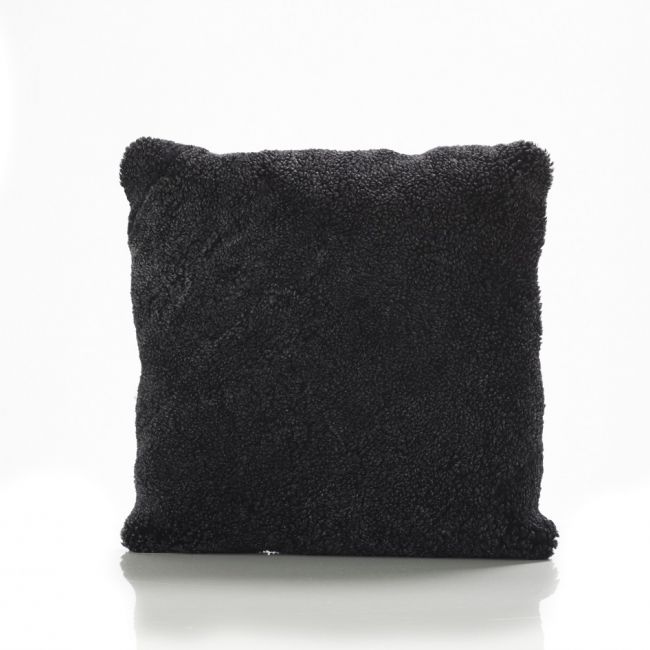 Image of Black Flecked Curly Wool Sheepskin Cushion