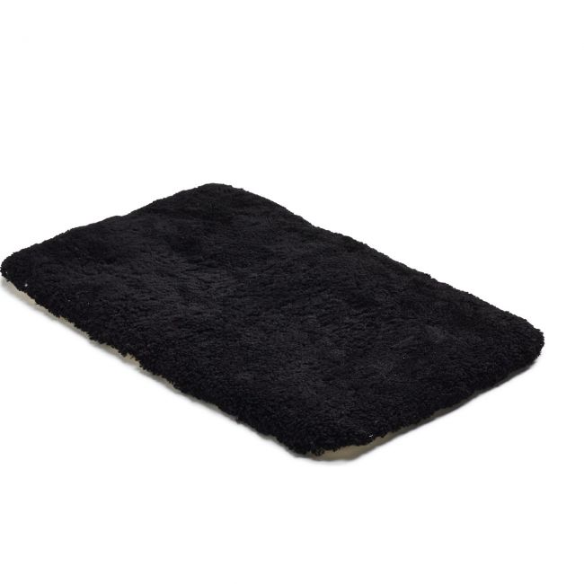 Image of Black Curly Wool Sheepskin Pet Bed