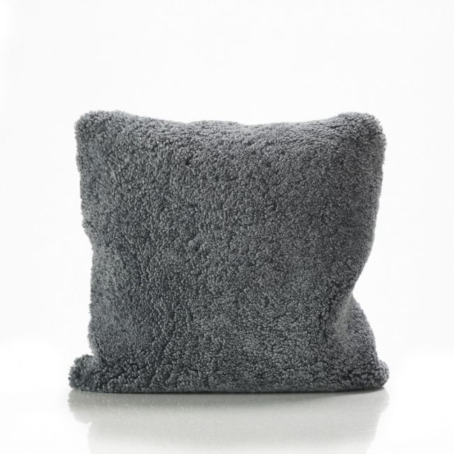 Image of Dark Grey Curly Wool Sheepskin Cushion