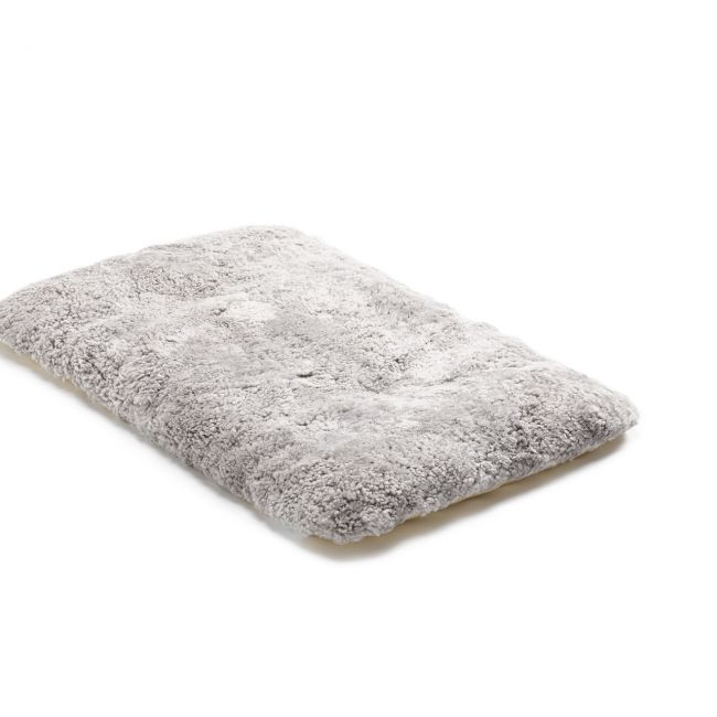 Image of Grey Curly Wool Sheepskin Pet Bed