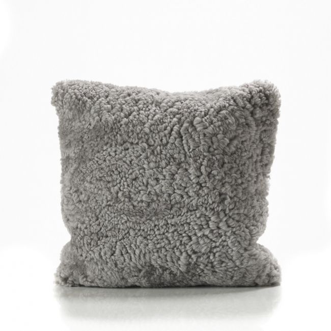 Image of Grey Curly Sheepskin Cushion