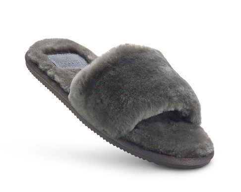 Ladies grey mule slippers sales