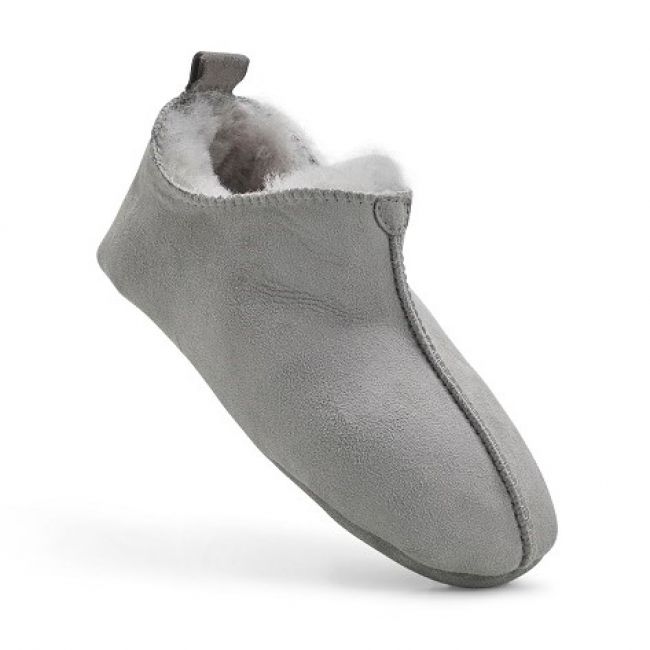 Image of Ladies Light Grey Sheepskin Slipper Booties