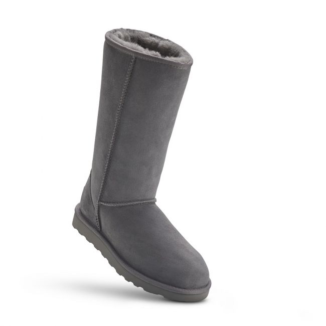 Image of Grey Tall Sheepskin Boots