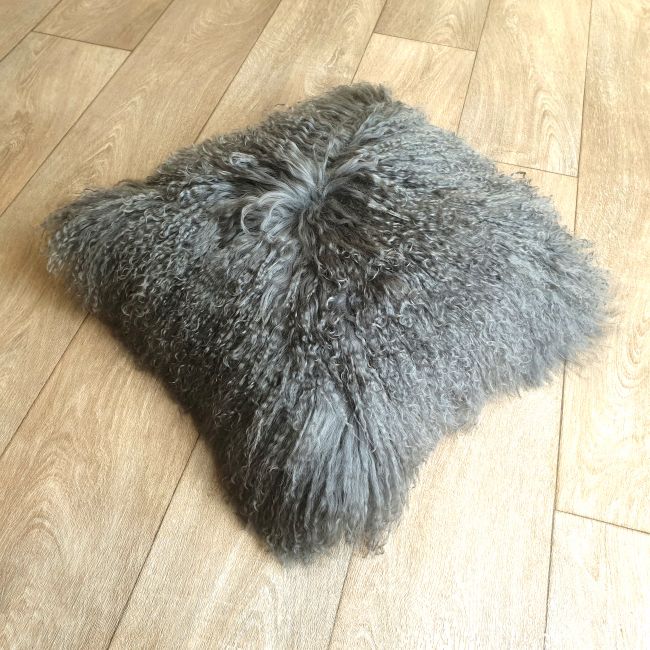 Image of Grey Tibetan Sheepskin Cushion
