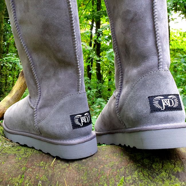 Image of Grey Tall Sheepskin Boots