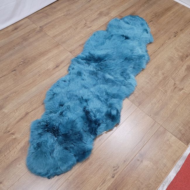 Image of Peacock Blue Double Sheepskin Rug - Clearance