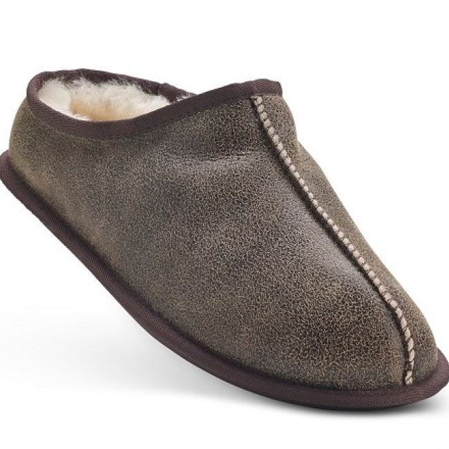 Image of Men's Brown Sheepskin Mule Slippers