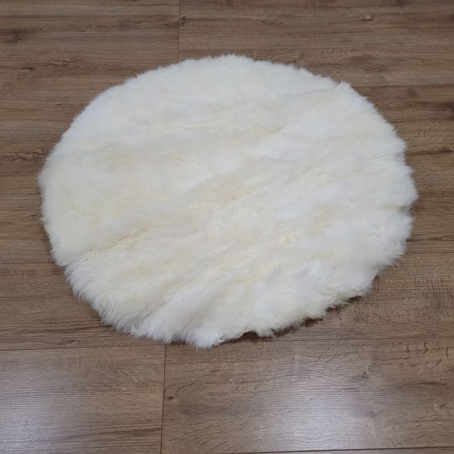 Image of Cream White Circle Sheepskin Rug 80cm - Clearance
