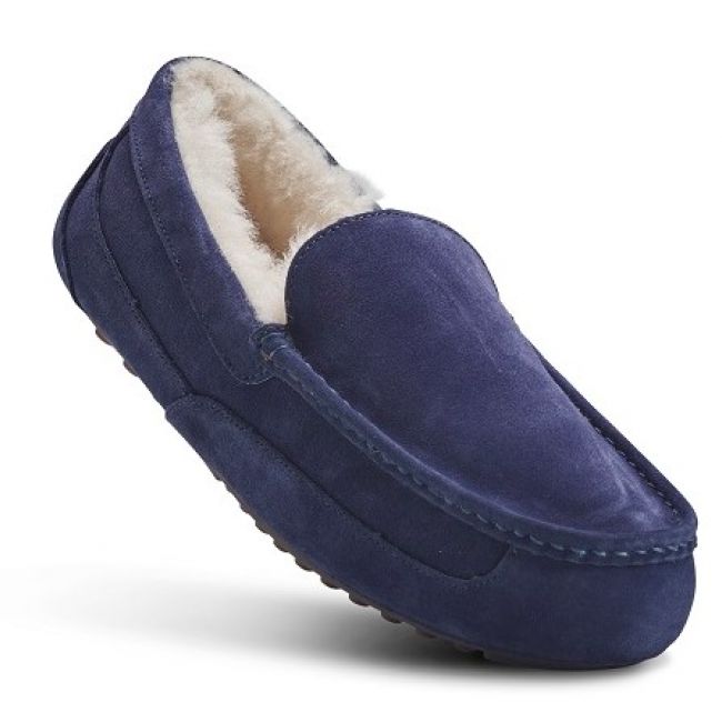 Image of Men's Navy Blue Moccasin Slippers