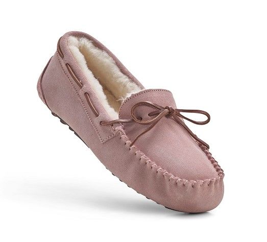 Womens Sheepskin Suede Moccasins - Leather Sole | #418-100 | Nordvek