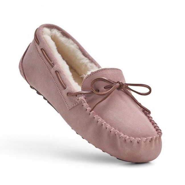 Image of Ladies Pink Moccasin Slippers