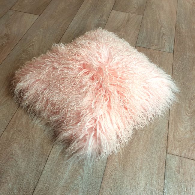 Image of Pink Tibetan Sheepskin Cushion