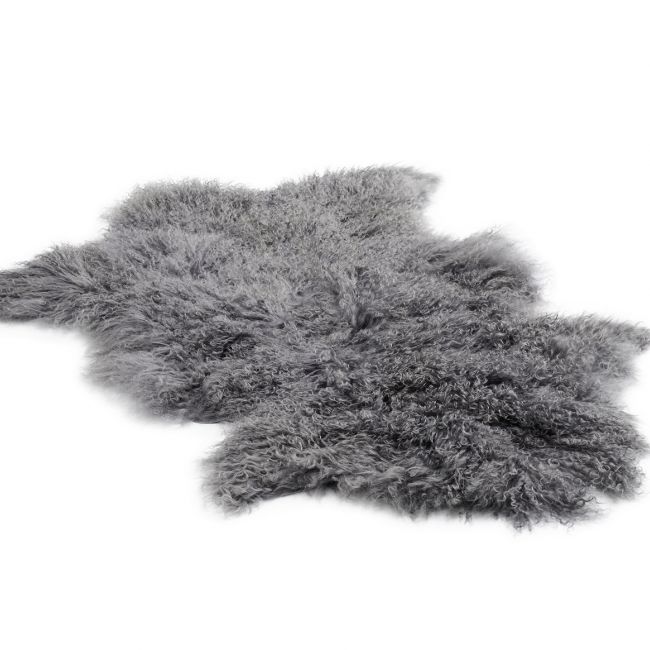 Image of Tibetan Sheepskin Rug - Dark Grey