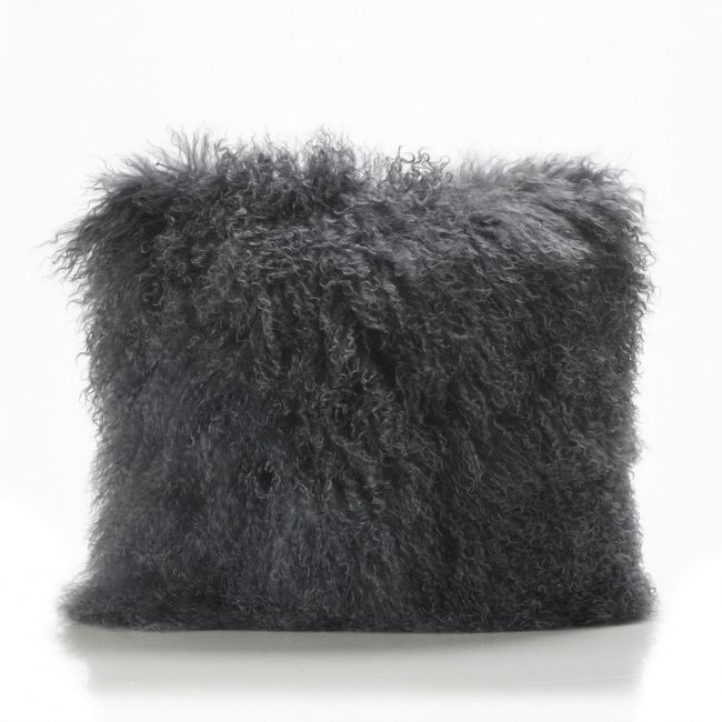 Image of Grey Tibetan Sheepskin Cushion